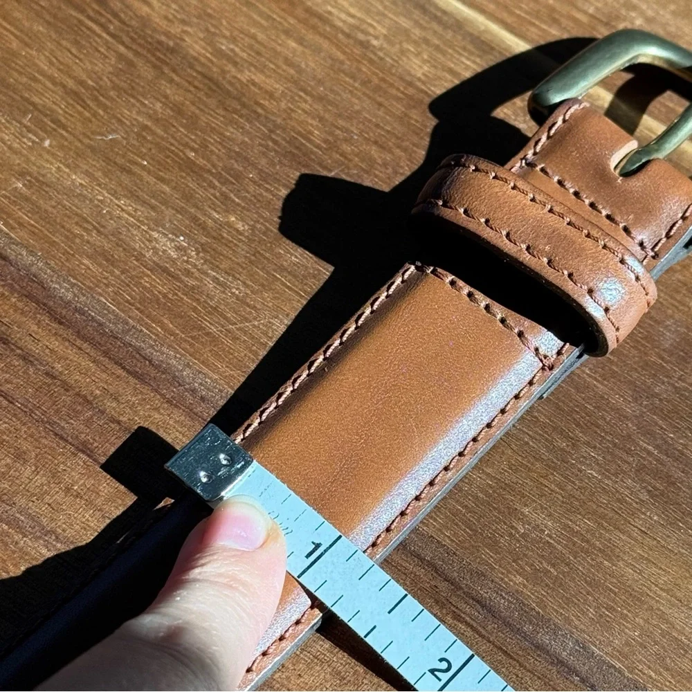 Vintage L.L.Bean 46 Men’s Brown Leather Belt Solid Brass Buckle Made in Turkey